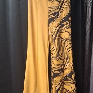 Stylish Yellow and Black Flare Pants